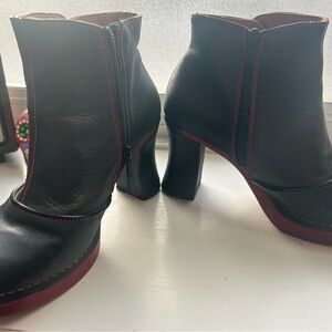 Elegant Black and Red Heeled Boots